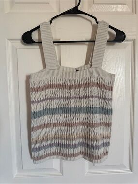 Thread & Supply striped crochet knit tank size medium petite pastel colors